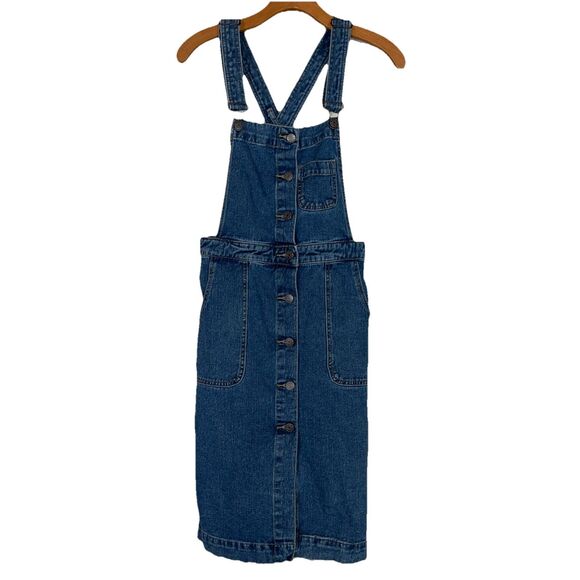 Urban Outfitters BDG Denim Bib  Coverall Dress Knee Length SZ 6 Pockets & Straps - Picture 1 of 10